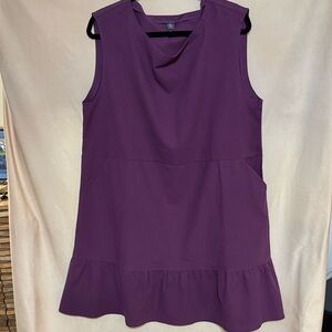 NWOT Sleeveless Purple Shift Dress with Ruffle Hem